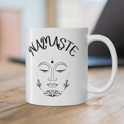namaste coffee mug, yoga cup, spread love this holiday season
