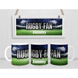 rugby mug, personalised rugby coffee tea cup, gift for rugby rugger fans, rugby lover gifts, handmade in the uk