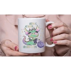 knitting mug, coffee mug for knitters, knitting lover gifts, dragon lover mug