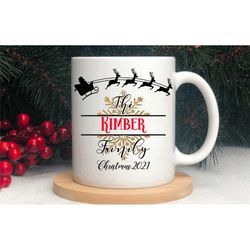 personalised christmas mug, custom xmas monogram coffee / tea cup, family name gifts in the uk