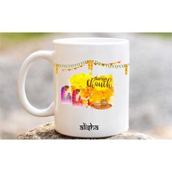 personalised karwachauth mug, indian festival karvachauth coffee tea cup, karvachauth gifts in the uk