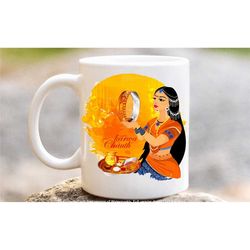 karwachauth mug, indian festival karvachauth coffee tea cup, karvachauth chand sieve gifts in the uk