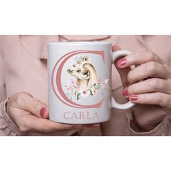 personalised mug uk, custom lion floral mug, lion coffee/ tea cup, lion cub lover gifts