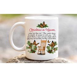 christmas in heaven mug, empty chair coffee tea mug, in memory gift, heaven quote gifts in the uk