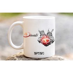 diwali mug, deepavali mug, happy divali gifts, personalised diwali gifts, diwali coffee tea cup, in the uk
