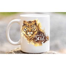 tiger mug, wild soul coffee tea cup, animal mug, tiger lover gifts, in the uk