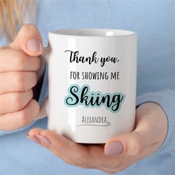 personalized skiing mug, custom mug for apres ski, customizable mug for downhill skiers, unique ski gift for men, gift f
