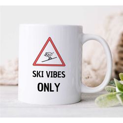 skier mug, skiing father's day present, husband ski winter mug, mug for apres ski, ski birthday gift,downhill skier,anni