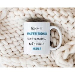 beautiful handyman mug, funny builder mug, anniversary gift for husband, birthday present for him, gift for son, woodwor