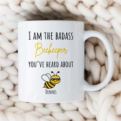 funny personalized birthday present for apiarists, custom beekeeper appreciation gift, customizable beekeeping mug, bee