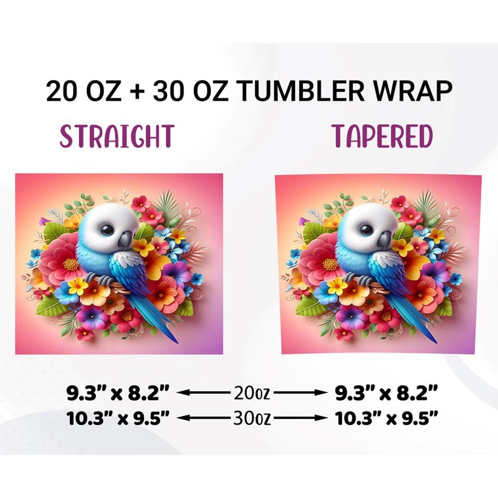 3D Baby Parrot Tumbler Wrap 20oz PNG 1