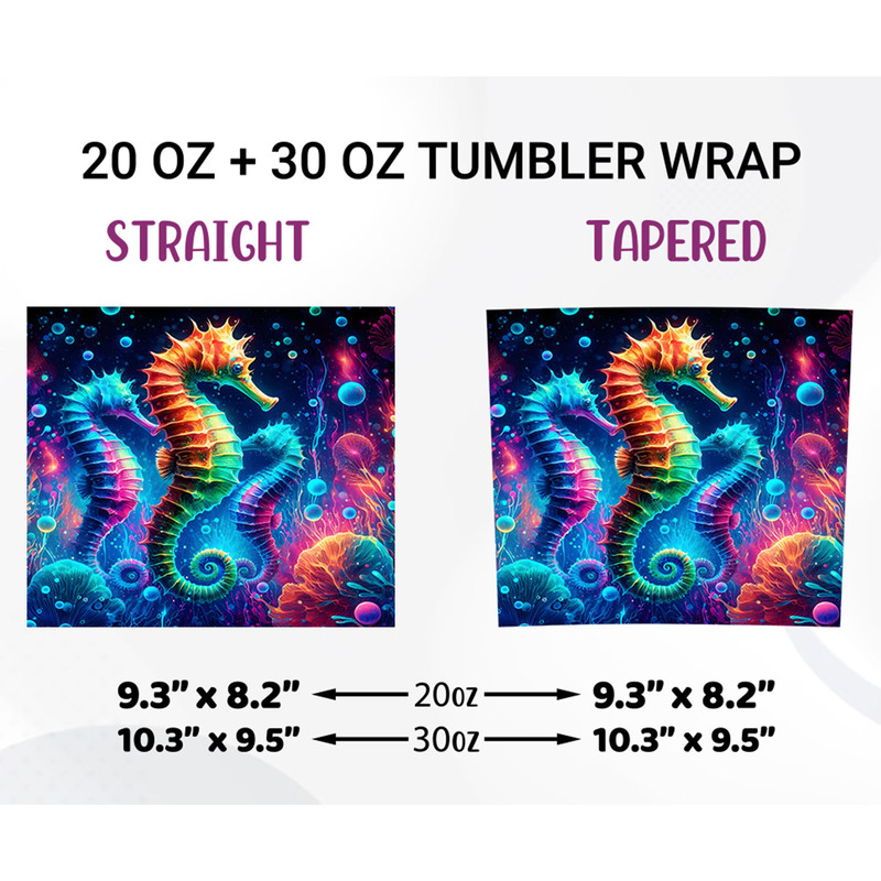 Underwater Seahorse Tumbler Wrap 20oz PNG 1