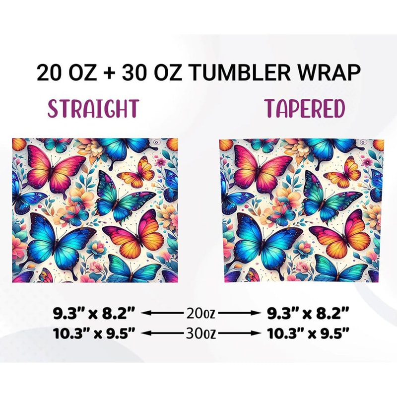 Butterfly Tumbler Sublimation Design PNG 1