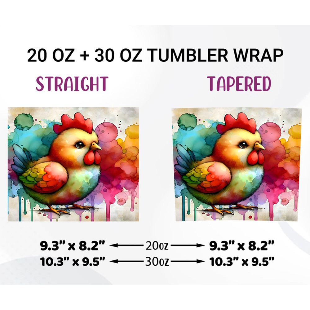 Alcohol Ink Funny Chicken Tumbler Wrap PNG 1