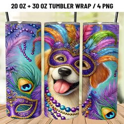 mardi grass dog tumbler wrap 20oz png