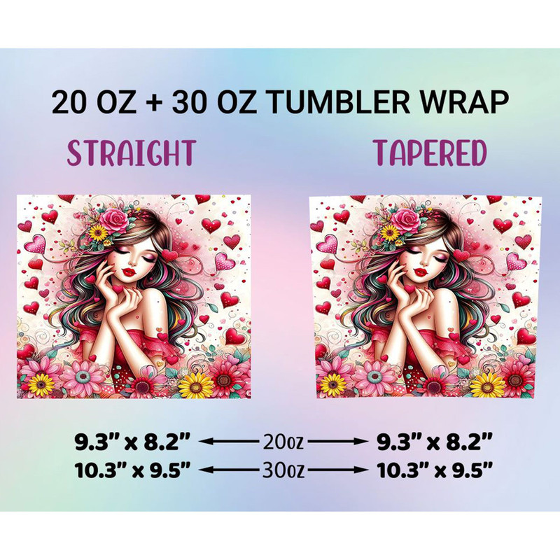 Girl Valentine 20oz Tumbler Wrap Sublimation 1