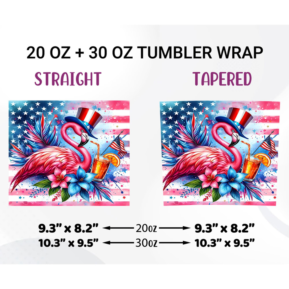 Patriotic 4th Of July Flamingo Tumbler Wrap PNG 1