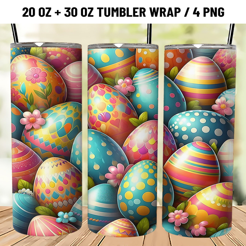 Easter Eggs Tumbler Wrap 20oz Skinny PNG 0