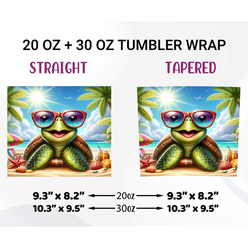 Turtle On The Beach Tumbler Wrap 20oz Skinny PNG 1