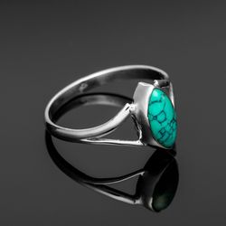 Natural Turquoise Marquise Gemstone Ring Solid 925 Sterling Silver Ring Women Wedding Ring Gift For Engagement