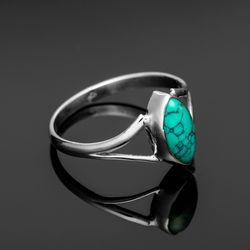 natural turquoise marquise gemstone ring solid 925 sterling silver ring women wedding ring gift for engagement