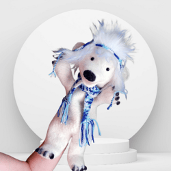 Polar bear, handmade glove puppet toy.