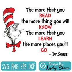 the more that you read svg, cat in hat svg, dr seuss svg