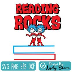 reading rocks svg, reading svg book thing one thing two dr seuss svg read across