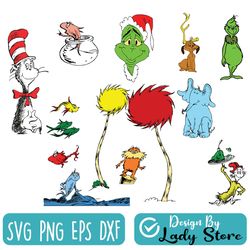dr seuss svg bundle, cat in hat svg, lorax svg, thing one two svg, seuss sayings svg