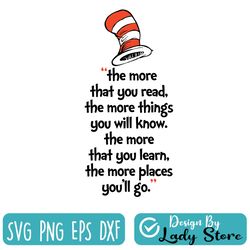the more what you read the more things you will know . the more that you learn dr. seuss svg