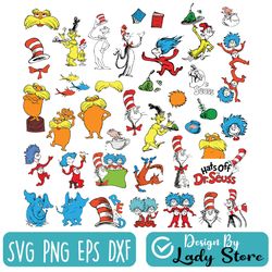 dr seuss svg bundle, cat in hat svg, lorax svg, thing one two svg