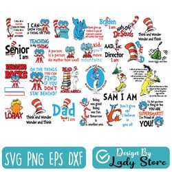 dr seuss svg bundle, cat in hat svg, lorax svg, thing one two svg, seuss sayings svg