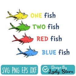 one fish two fish, blue fish red fish, dr seuss svg, dr seuss birthday