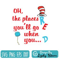the places you'll go when you read, silhouette cut file, instant download