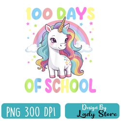 100 days of school unicorn girls png