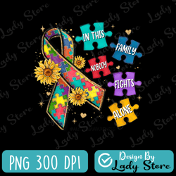 in this family nobody fights alone blue autism awareness png