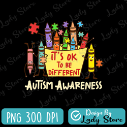 it's ok to be different png sublimation design download, autism awareness png, autism puzzle png