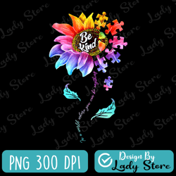 sunflower autism awareness png, be kind puzzle support png, autism sunflower png