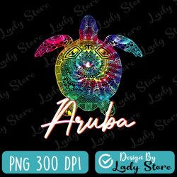 aruba tie dye sea turtle matching family vacation png, trendy turtle png, sea animals png