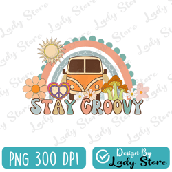 retro stay groovy tee, preppy tee, summer hippie 70s digital png
