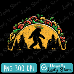 bigfoot carrying tacos digital png file, instant download, bigfoot t-shirt design, sasquatch shirt png, taco lover png