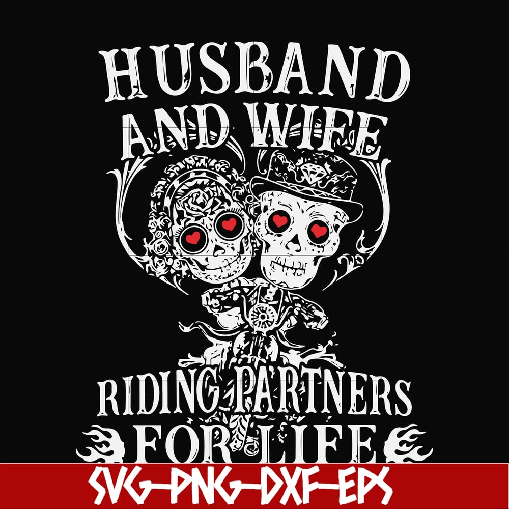 FN000523-Husband and wife riding partners for life svg, png, dxf, eps file FN000523.jpg