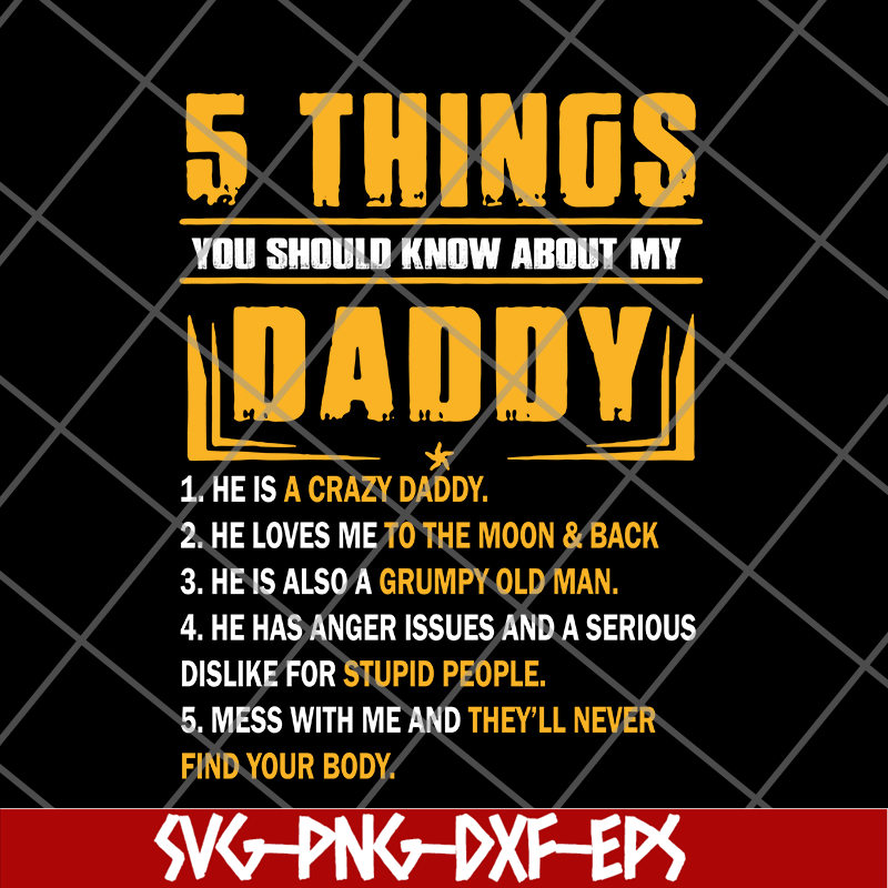 FTD09062116-5 Things You Should Know About My Daddy Father’s Day svg, png, dxf, eps digital file FTD09062116.jpg