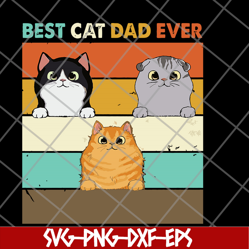 FTD10062110-Fluffy Cat Best Cat Dad Retro svg, png, dxf, eps digital file FTD10062110.jpg
