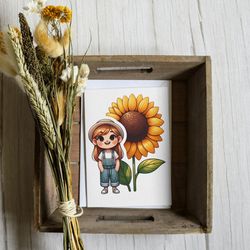 Sunflower Floral Harmony with a girl cavas , tshirt, file png,jpeg,pdf,sgv