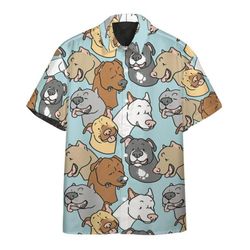 Cute Pitbull Dogs Chibi Graphic Hawaiian Shirt