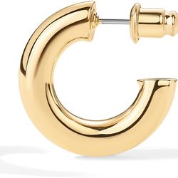14K Gold Plated Lightweight Chunky Open Hoops for Women | Trendy Gold Hoop Earrings