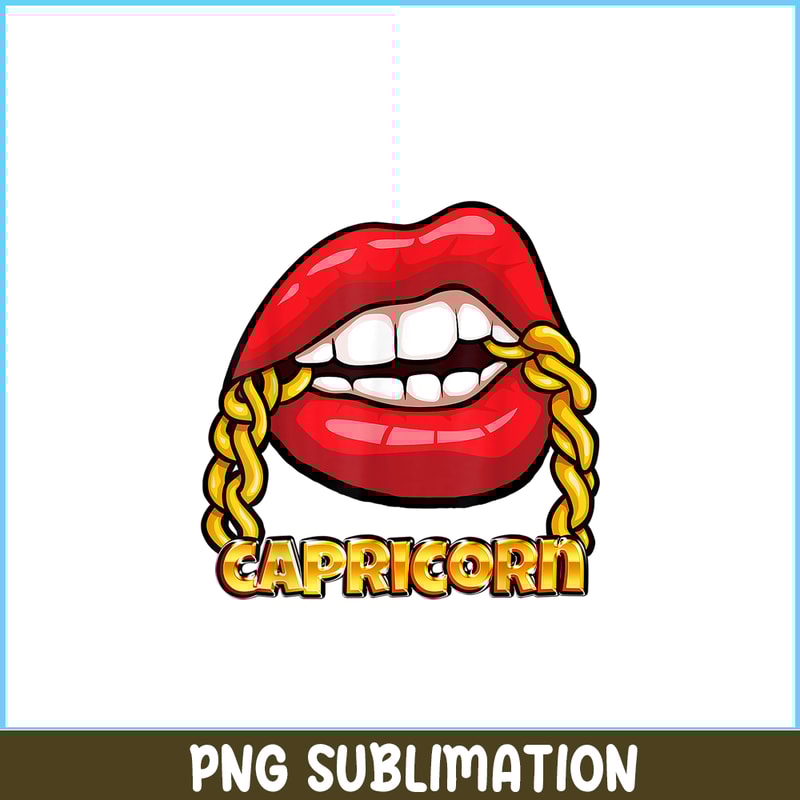 CPB28102362-Juicy Lips Gold Chain Capricorn PNG Zodiac Sign PNG Capricorn PNG.png
