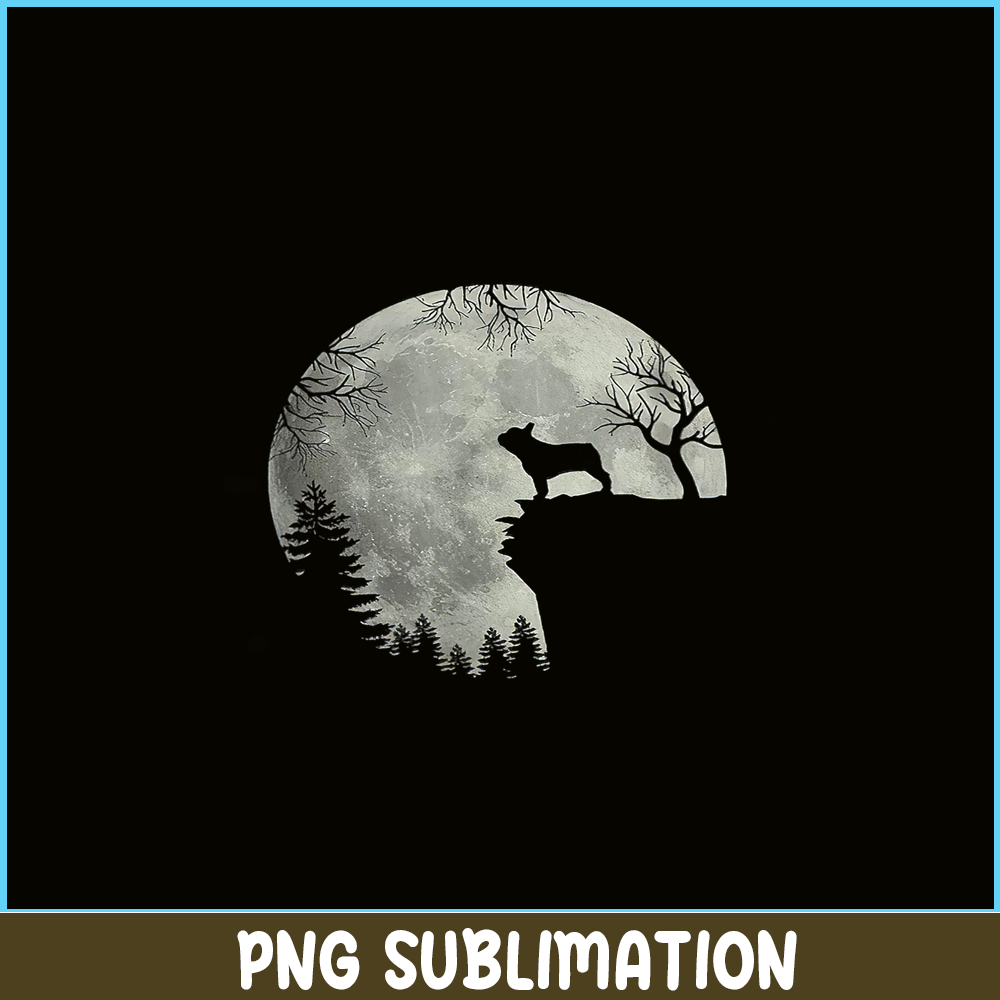 HL16102345-French Bulldog Dog And Moon PNG, Halloween Bulldog PNG, Bulldog Mascot PNG.png