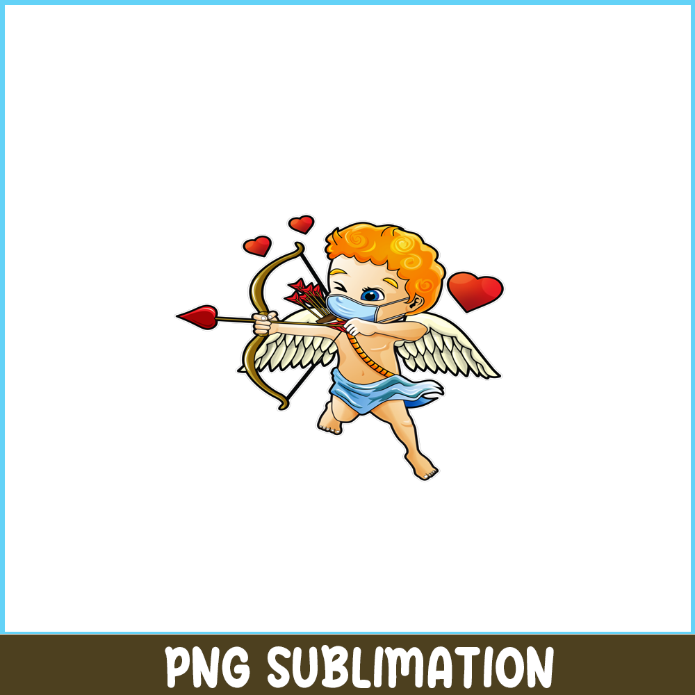 VLT19102325-Cupid Wearing Mask PNG, Lovely Valentine PNG, Valentine Holidays PNG.png